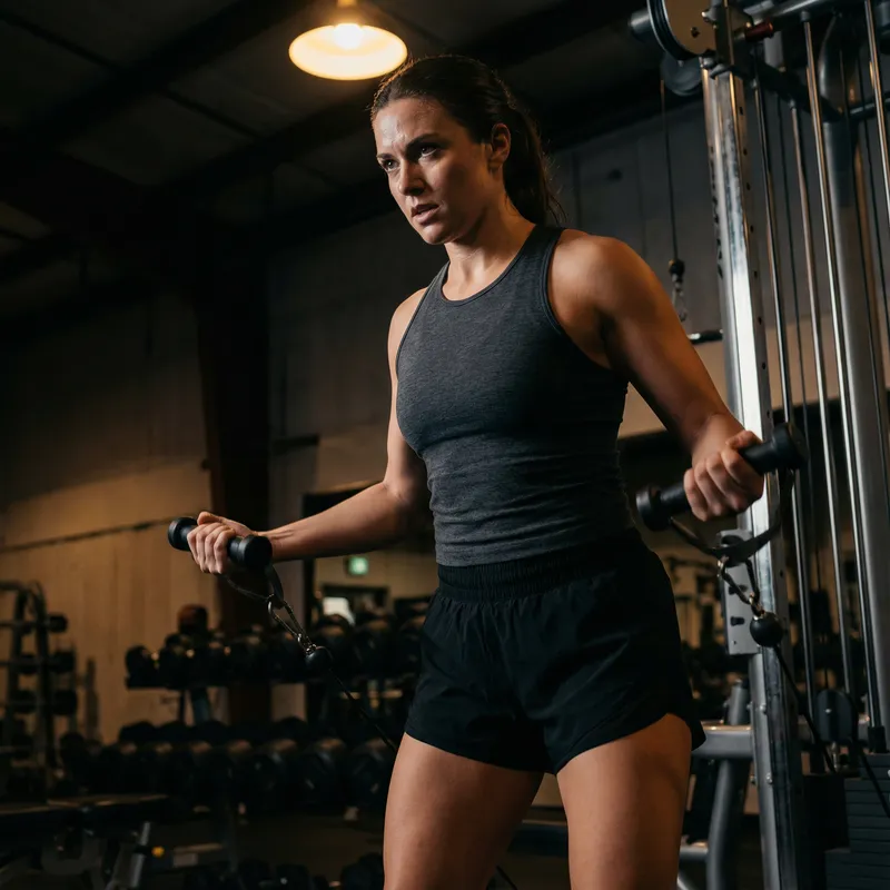 Focused Gym Workout: Athletic Woman in Action