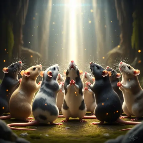 Decorative Rats Worshiping the Light