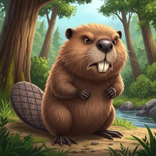 Agitated Beaver with Buck Teeth - Anger in Nature