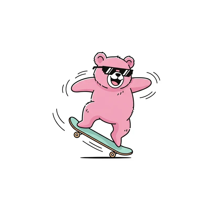 Skateboarding Pink Bear T-Shirt Design - Japanese Art Style