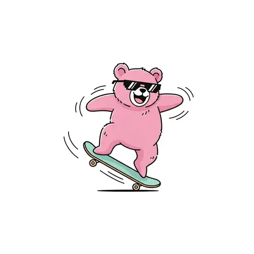 Skateboarding Pink Bear T-Shirt Graphic - Japanese Style