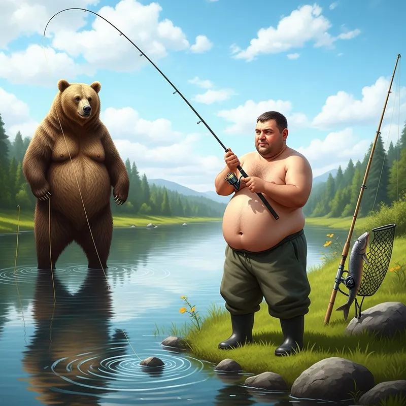 Fat Vladik Fishing: Man vs Bear Encounter