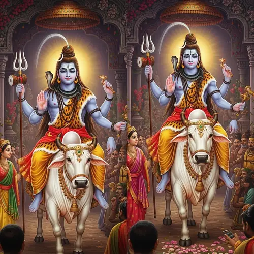 Lord Shiva Wedding Day Painting | Grand Hindu Deity Scene