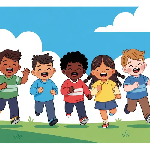 Diverse Children Running - Joyful Illustration