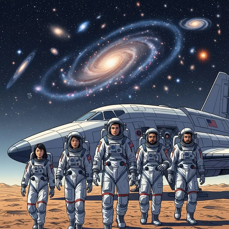 Journey Through Space: Diverse Astronauts on Alien Planet