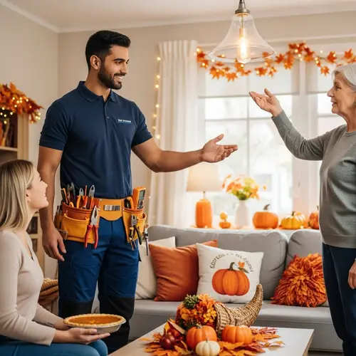Warm Thanksgiving Greeting by Middle-Eastern Male Electrician