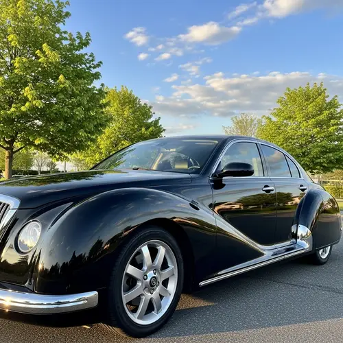 Shiny Jet Black Sedan Car with Sleek Design | Outdoor Car Photography