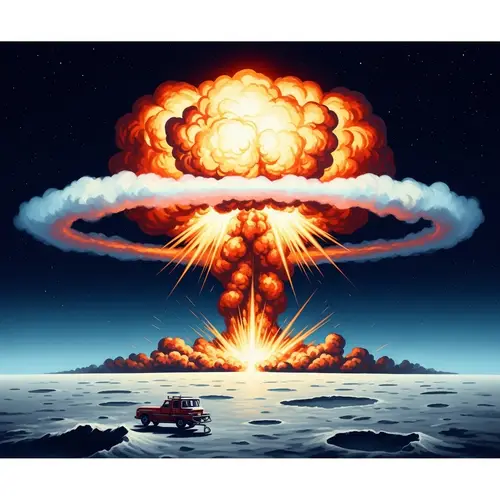 Surrealistic Atomic Explosion on the Moon Art