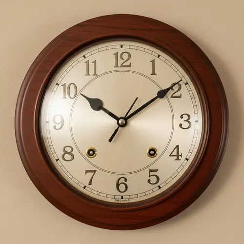 Elegant Mahogany Clock with Silver Hands - Passage of Time in 12 Hours