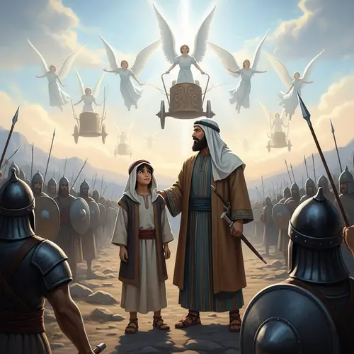 Elisha and Angel Chariots: Divine Intervention Scene