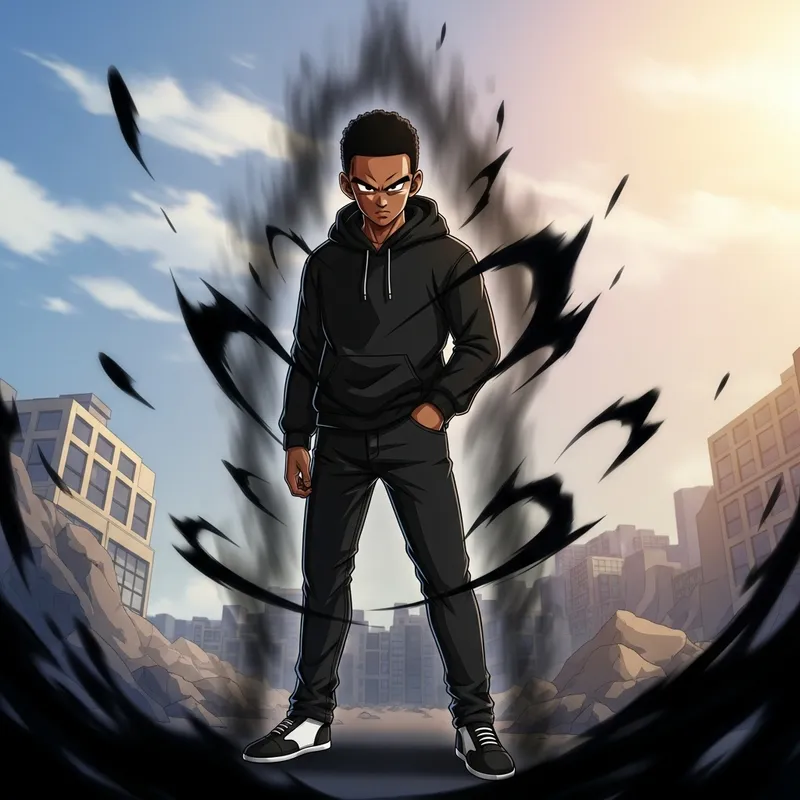 Anime Style African American Teen with DBZ Aura Anime Style African American Teen with DBZ Aura