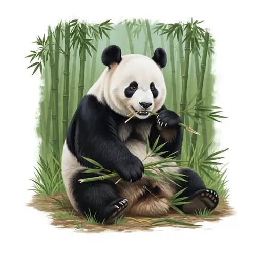 Panda Bear in Bamboo Forest: Serene Nature Scene