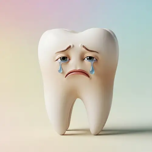 Crying Tooth Personified | Emotional Dental Illustration