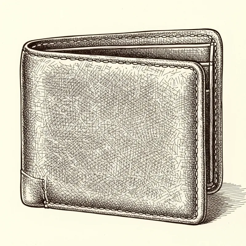Detailed Vintage Men's Leather Wallet Sketch Detailed Vintage Men's Leather Wallet Sketch