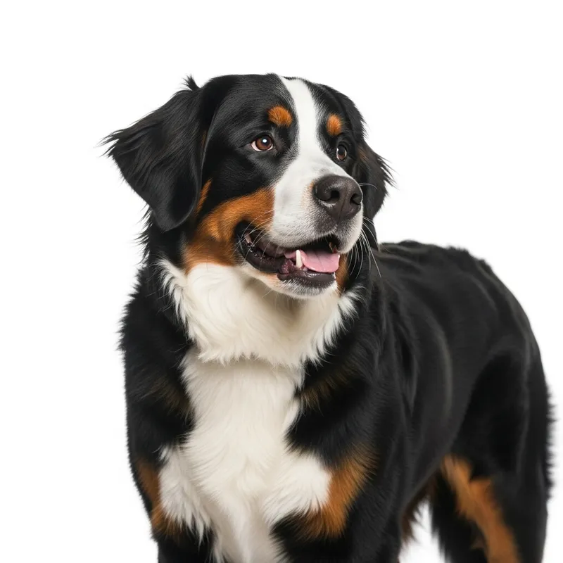 Cheerful Bernese Mountain Dog with Healthy Glossy Coat