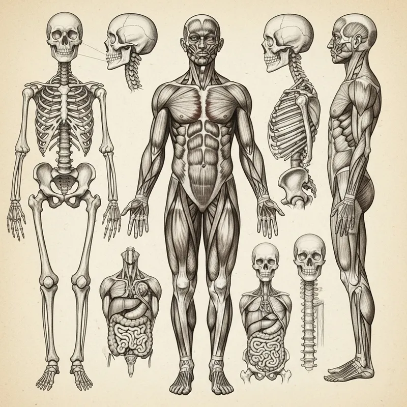 Detailed Human Anatomy Sketch in Charcoal | Scientific Study