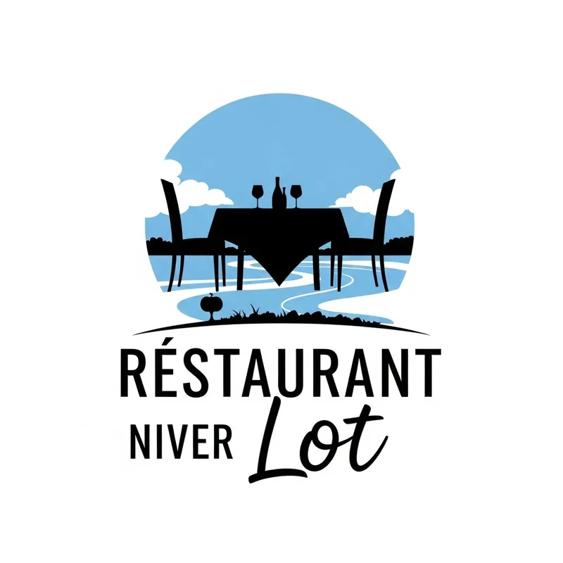 Riverside Dining Logo Design: Sky Blue & Black Theme