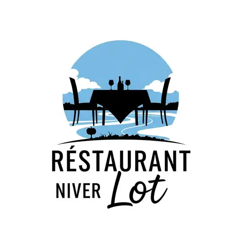 Lot River Restaurant Logo Design: Sky Blue & Black Theme