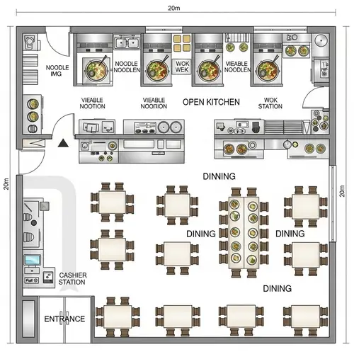 Cart Noodle Restaurant Floor Plan Design