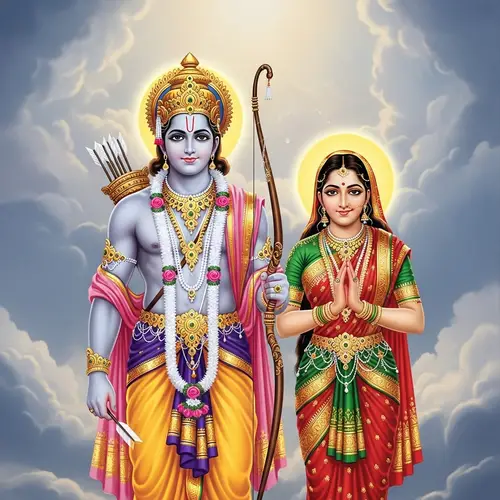 God Rama and Seetha - Mythological Hindu Figures Depiction