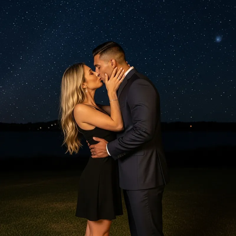 Romantic Night Sky Kissed Scene | Serene Love Moment Romantic Night Sky Kissed Scene | Serene Love Moment