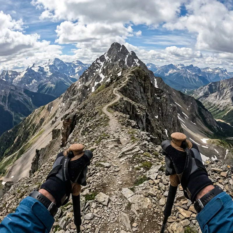 Epic Mountain Peak Adventure in First-Person POV Epic Mountain Peak Adventure in First-Person POV