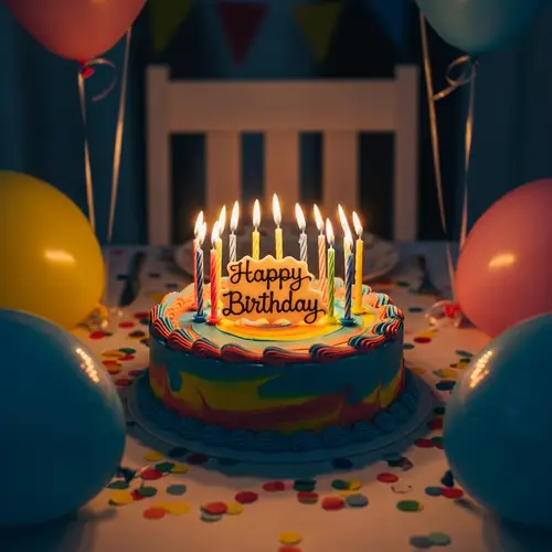 Festive Birthday Cake with Candles | Warm Ambience