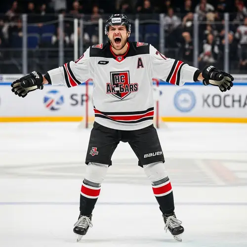 HC Ak Bars Russian Ice Hockey Player Celebrating Victory