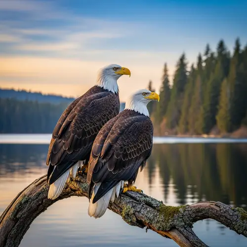 Male and Female Eagles in Natural Habitat