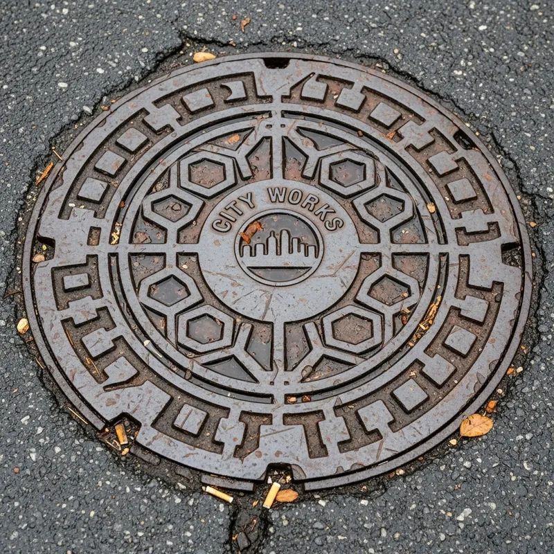 Frozen City Street Manhole Cover | Markings & Wear Patterns