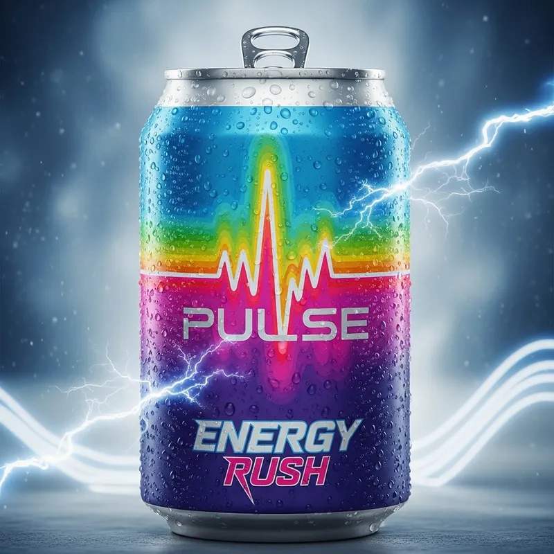 Energy Rush: Sleek Can of Vibrant Energy Drink