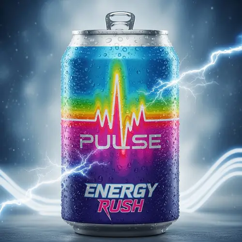 Energy Rush: Vibrant Energy Drink in Sleek Can
