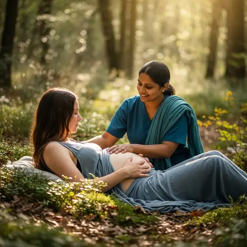Empowering Birth in Serene Forest Clearing