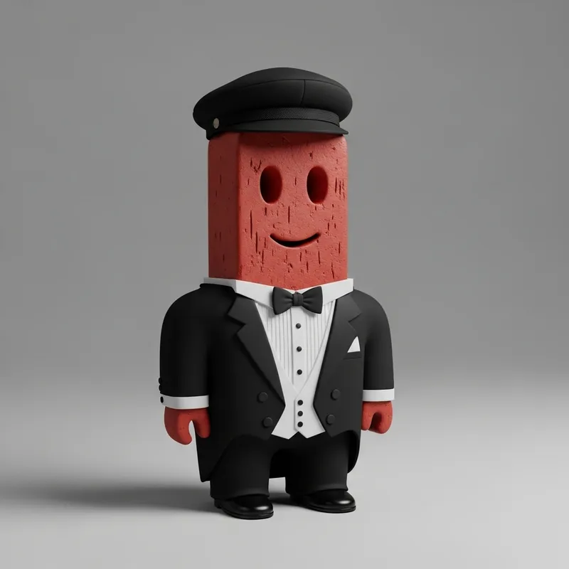 Stylish Brick in Tuxedo Hat resembling Sharp Visors