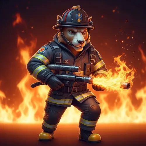 Futurist Animal Avatar for Romanian Firefighters in Dynamic Flames