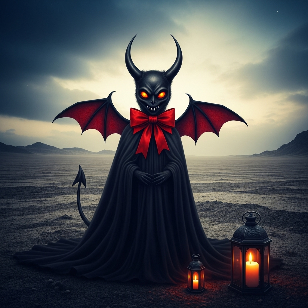 Scary Devil Poster | Dark Malevolent Grin | AI Art Generator