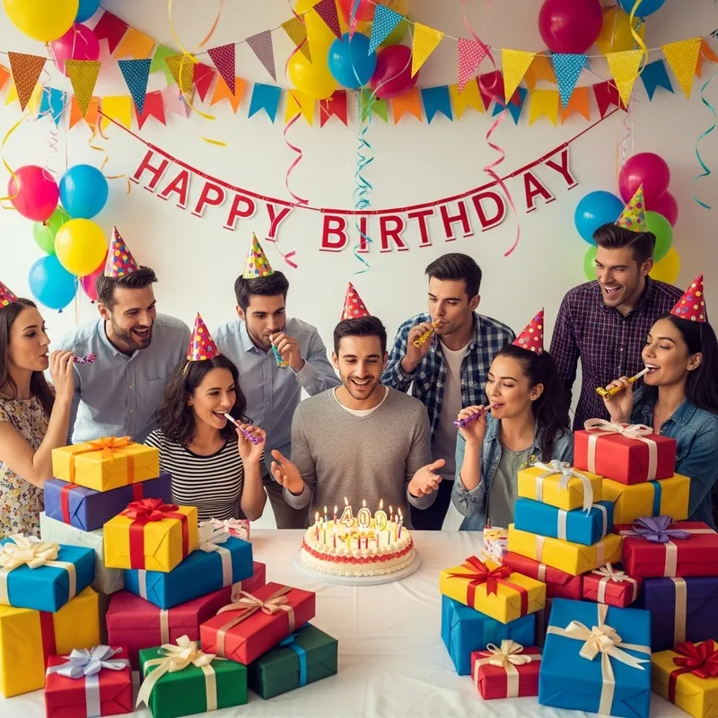 Vibrant Birthday Party with Friends and Cake