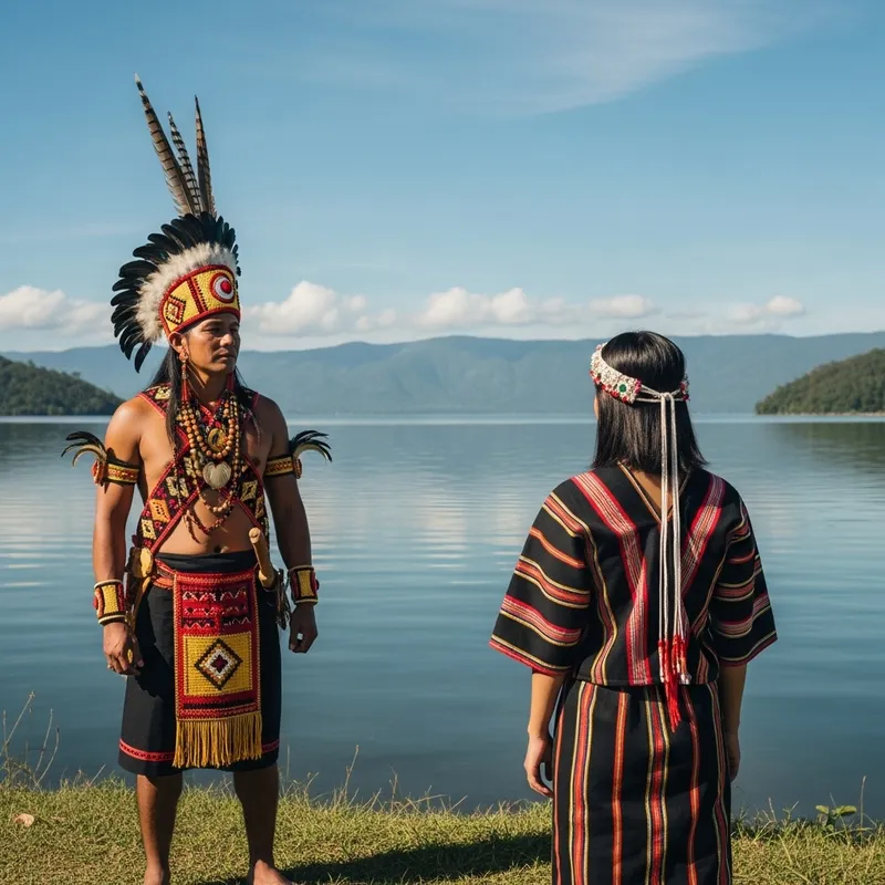 Tribal Leader at Laguna Lake: Tranquil Encounter with Unity