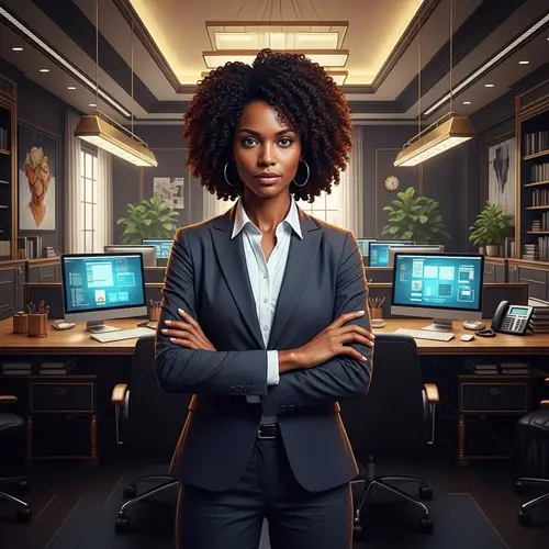 Stylish Black Businesswoman in High-End Office | Fashionable Executive