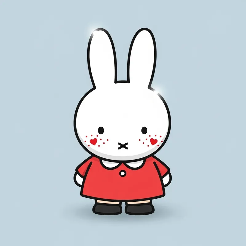 Miffy with Heart Freckles Cartoon Illustration