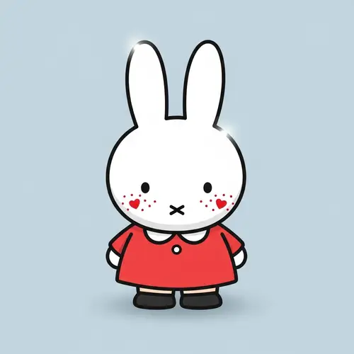 Miffy Cartoon Rabbit Illustration with Heart-shaped Freckles