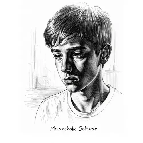Melancholic Solitude | Teenage Boy Lost Gaze Sketch