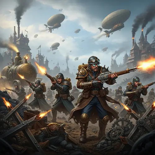 Steampunk Battle Scene | Late 1800's Battlefield Illustration