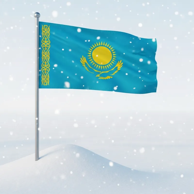 Kazakhstan Flag in Snow