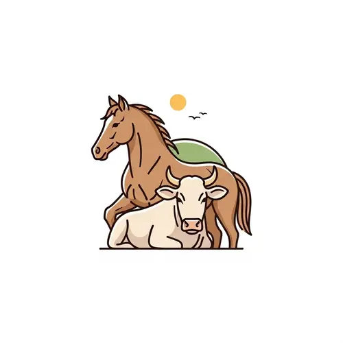 Majestic Horse and Tranquil Cow: Symbol of Peace and Harmony