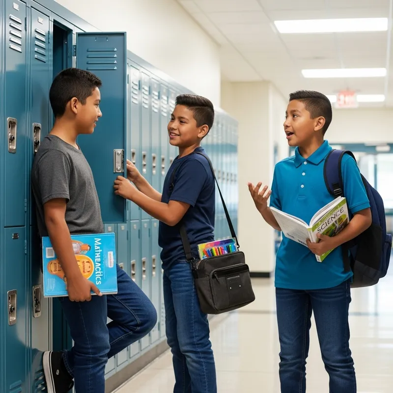 Native American Middle School Boys Enjoying School Life