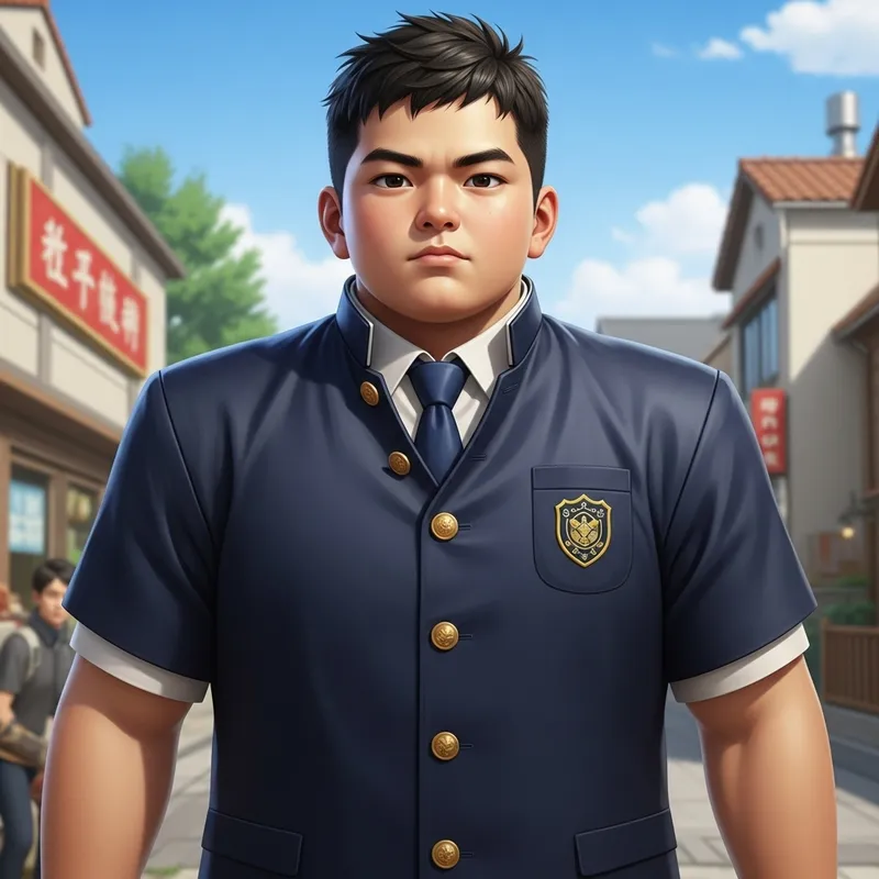 Young Asian Boy in School Uniform - Narrative Game Art