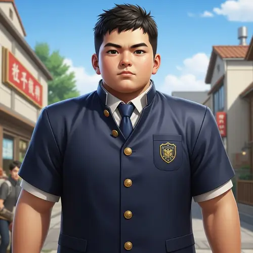 Japanese-Style Narrative Game Featuring a Young Robust Boy in School Uniform