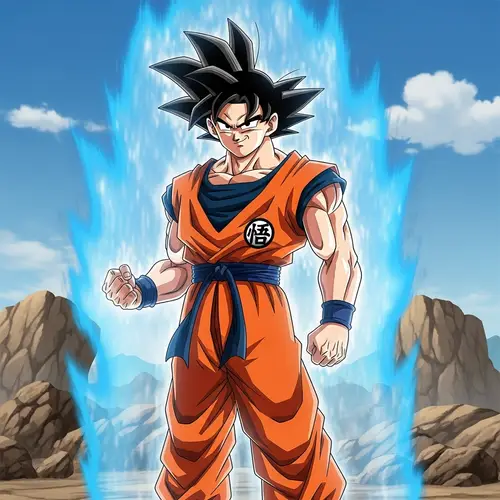 Muscular Character with Spiky Black Hair | Powerful Aura