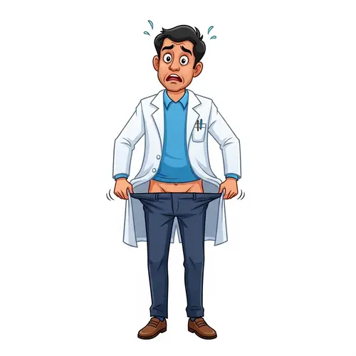 Bewildered South Asian Scientist in White Coat | Comic Style